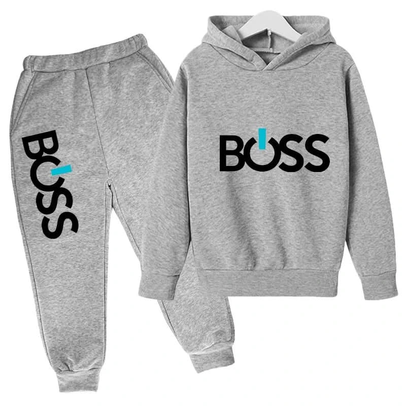 Spring Autumn Boys Girls Casual Fashion Print Pullover Long Sleeve Hoodie Tops+Pants Tracksuit 4-14 Years Children's Clothes - M & M Global