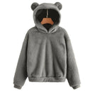 Autumn Winter Women's Hoodies Winter Women Long Sleeve Rabbit Ear Hood Sweatshirt Cute Plush Warm Casual Hoodie Tops