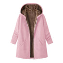 2025wish Women's Fleece Lined Hoodie Pure Color Long Sleeve Zipper Closure Comfortable Fit Sweatshirt for Autumn And Winter
