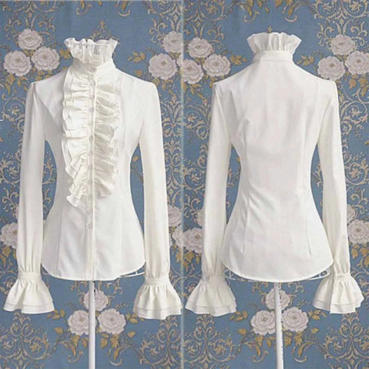 Blouses For Women Business Casual Women Lace Up Solid Long Sleeve Ruffled Tie Shirt Top Blouse Blusas Para Mujer - M & M Global
