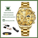 OLEVS 2870 Men's Watches Moon Phase Steel Calendar Chronograph Original Quartz Watch Big Rota Dial Luxury Sports Wristwatches