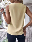 Elegant Women's Blouse Tees 2023 Summer Fashionable Style V-Neck Panel Sleeveless Top Lady Shirt S-XXXL - M & M Global