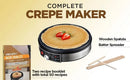 Electric Crepe Maker, Nonstick Multi-Function Tortilla Machine, Ideal for Crepes, Pancakes & Roti, Wooden Spatula & Batter Sprea - M & M Global