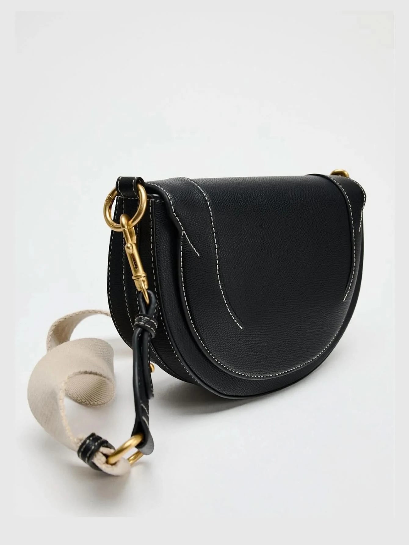 Autumn and winter new women's bag handbag advanced color contrast line embellished single shoulder crossbody bag - M & M Global