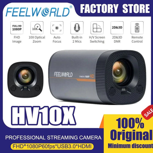 FEELWORLD Professional Streaming Camera HV10X Live Webcam Auto Focus Smart Frame Capture Everyone Full HD 1080P60fps USB3.0 HDMI - M & M Global