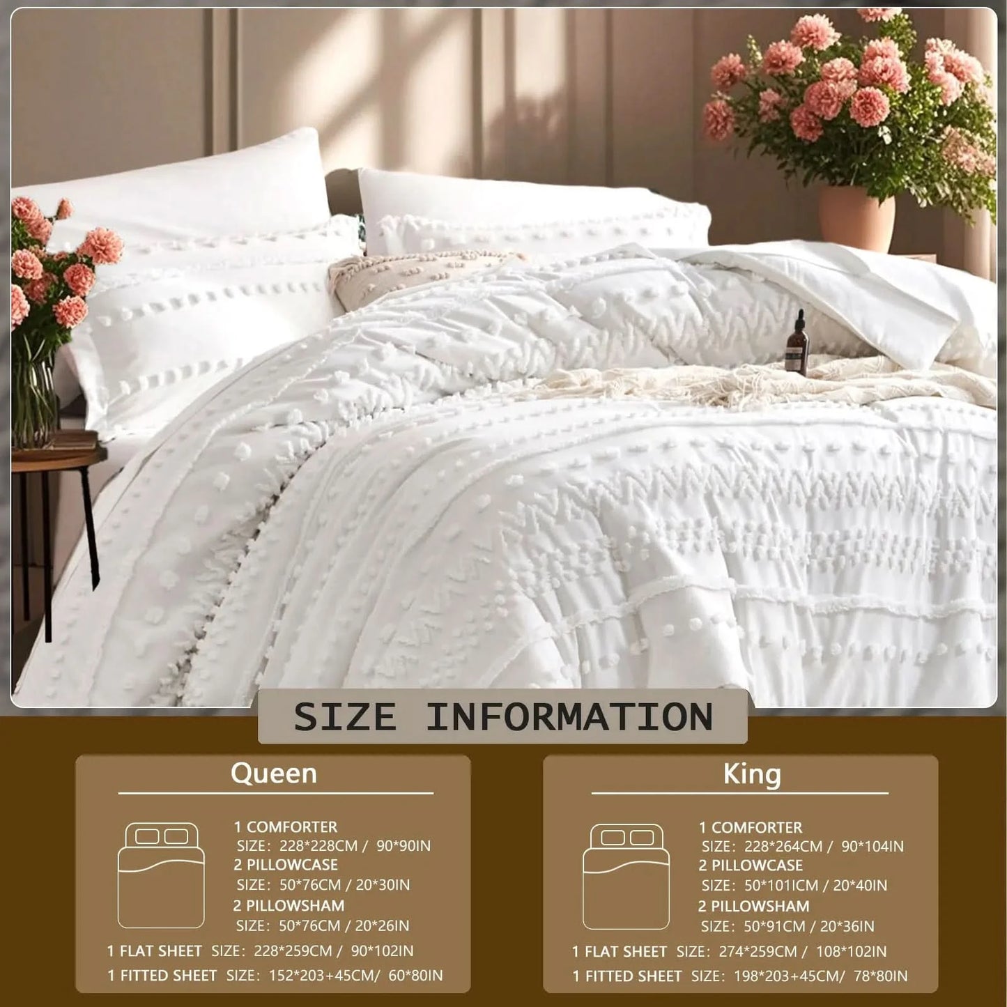 7-Piece Tufted Comforter Set – Soft All-Season Bedding Set with Decorative Pillows, Stylish Bed Set for Bedroom Decor, Ideal Gift for Any Occasion