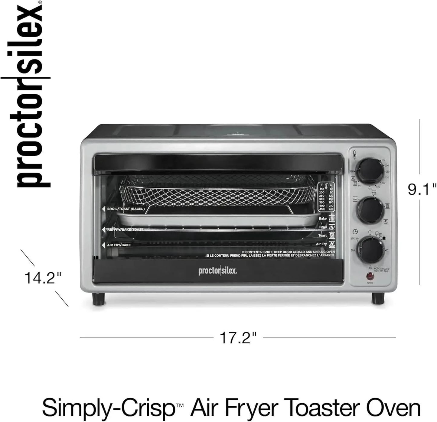 Air Fryer Toaster Oven Combo with 4 Functions Including Convection, Bake & Broil, Fits 6 Slices or 12" Pizza, Auto Shutoff, Blac - M & M Global