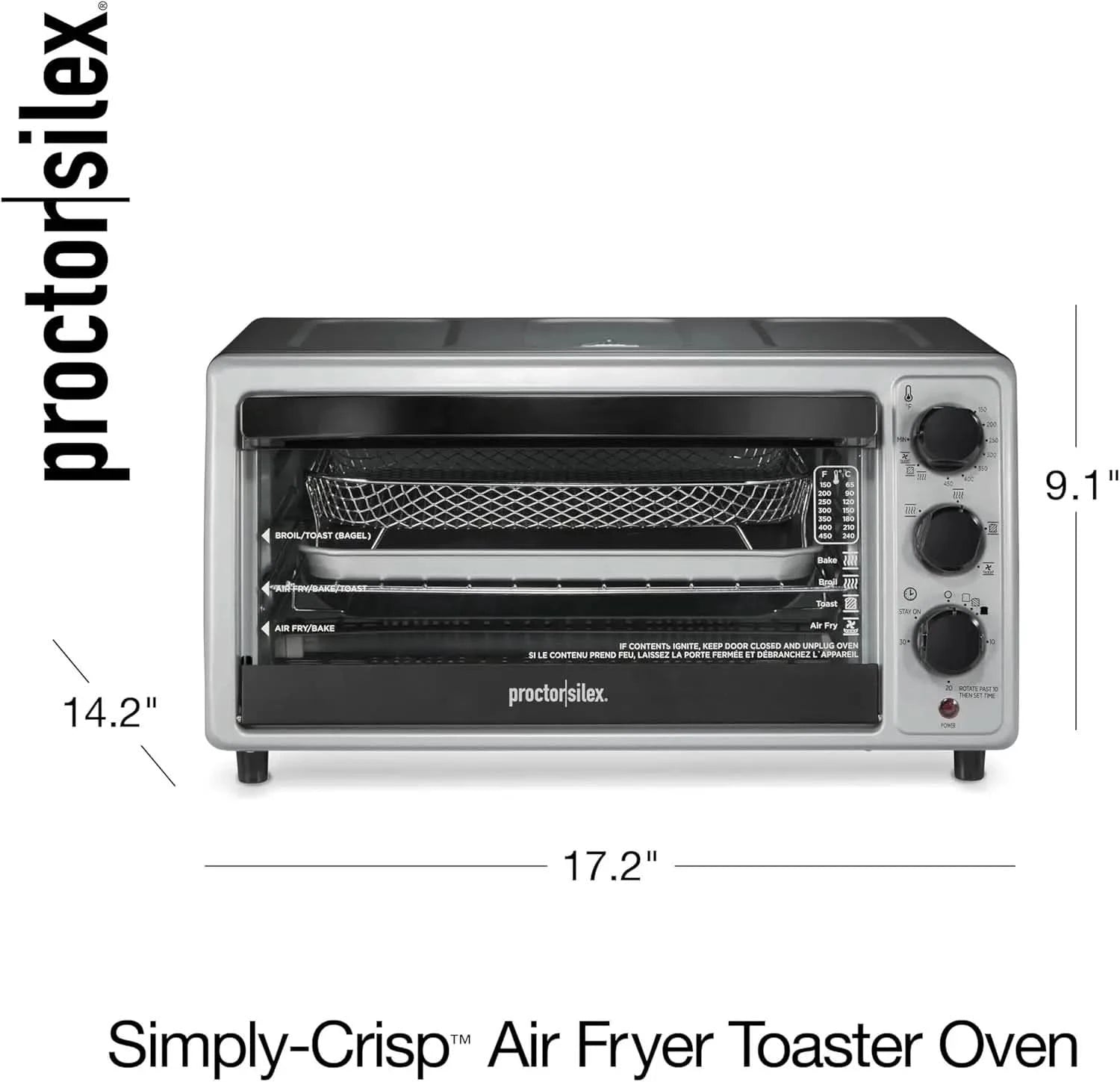 Air Fryer Toaster Oven Combo with 4 Functions Including Convection, Bake & Broil, Fits 6 Slices or 12" Pizza, Auto Shutoff, Blac - M & M Global