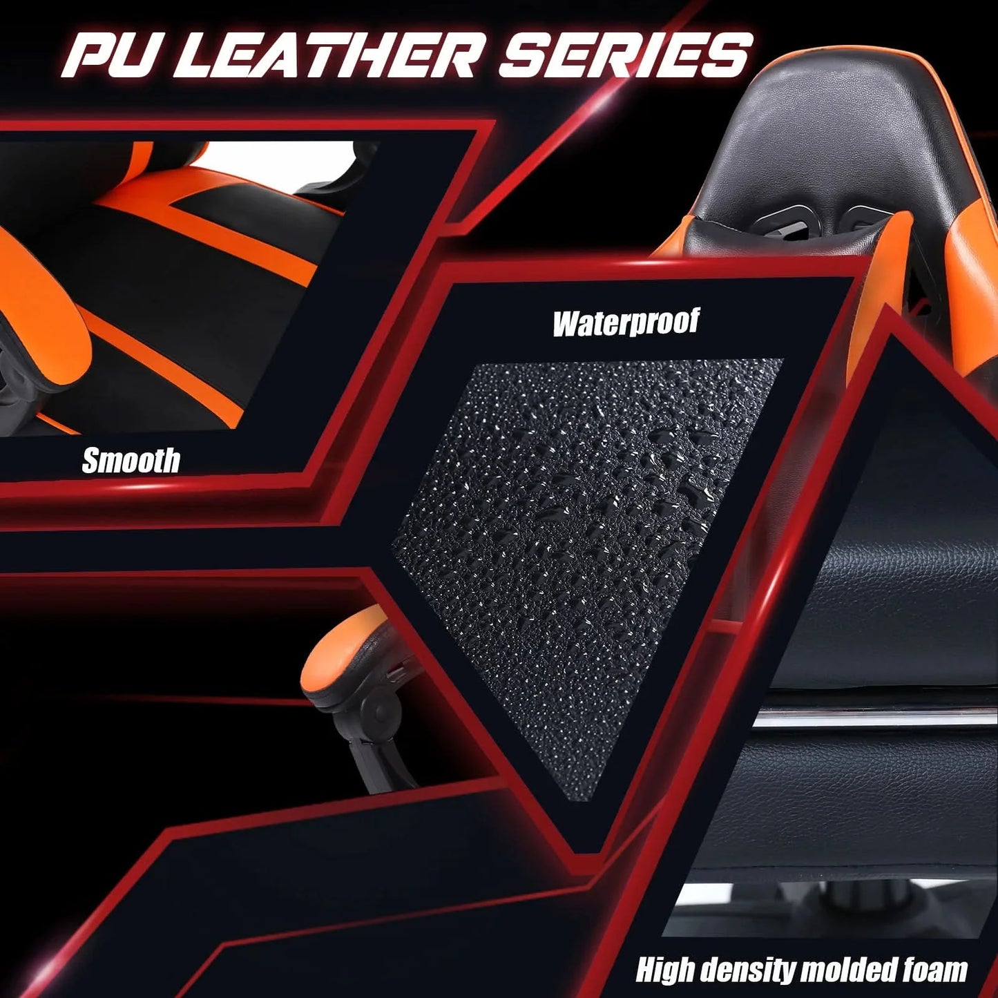 Gaming Chair, Computer Chair with Wheels, Adjustable Height Pu Leather Gamer Chair Office Desk Chair