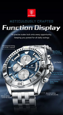 POEDAGAR Luxury Sports Man Wristwatch Waterproof Luminous Chronograph Date Quartz Men's Watches Casual Stainless Steel Men Watch