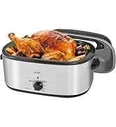 Electric Roaster,28 Quart Roasting Oven with Self-Basting Lid Removable Pan,Turkey Roaster Oven with 150 to 450F Temperature Con - M & M Global