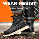 Two layer cowhide men's anti-smash anti-puncture high top work safety shoes