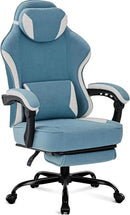 Gaming Chair,Computer Chair Fabric with Pocket Spring Cushion, Office Chair with Footrest and Massage Lumbar Support, Reclining