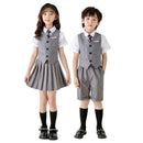 6PCS Summer Kids Weddding Suit Outfit Set Formal Elegant Suit for Kid Boy Kids Shirt Vest Shorts Socks Tie Sticker Clothing Suit - M & M Global