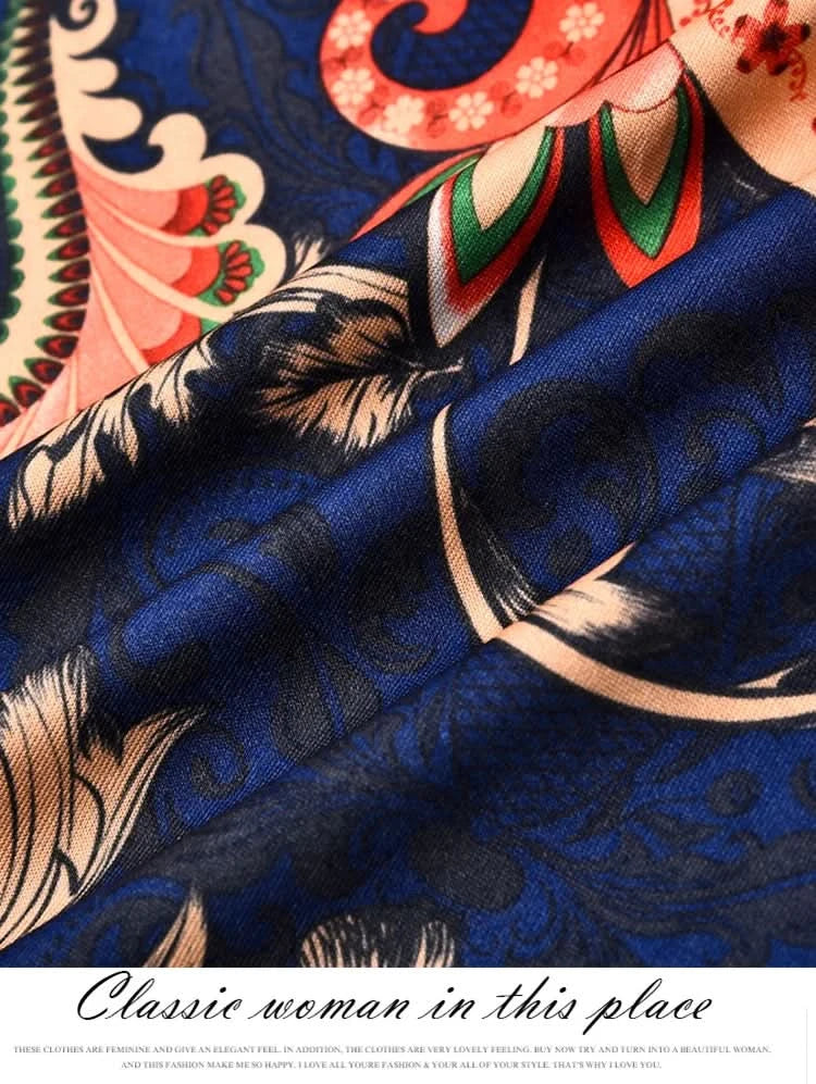 Summer 2024 Sundress O Neck Print Female A-line Beach Bohemian Women Dresses Sexy Boho Elegant Long Dress Robe - M & M Global