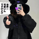 Thickened Loose Hooded Sweatshirt in Black with Embroidery Lambskin Imitation for Autumn And Winter Trendy Streetwear for Girls
