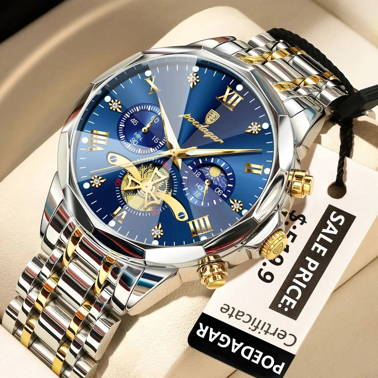 POEDAGAR Luxury Men Watch Top Original Waterproof Luminous Chronograph Man Wristwatch Stainless Steel Quartz Men's Watches Reloj - M & M Global