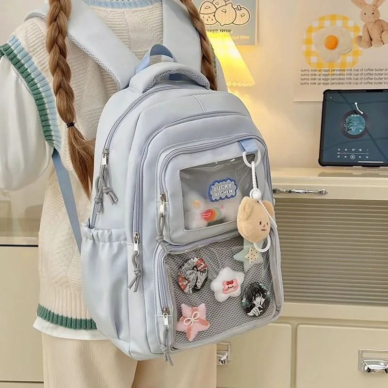 Japanese Style Kawaii Backpack Girls Transparent Ita Bag Women Large Capacity Backpack Fashion School Bag for College Student JK - M & M Global