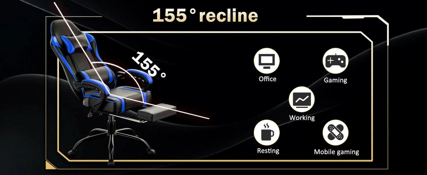 Ergonomic Gaming Chair Recliner, PU Leather Racing Game Chairs for Adults, Executive Office Chair Gamer Chair with Massager