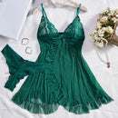 Tulle Suspenders Exquisite Women's Lencerias Lace V-Neck Underwear Semi-transparent Thong Dress Set Females Lingerie Nightgowns - M & M Global