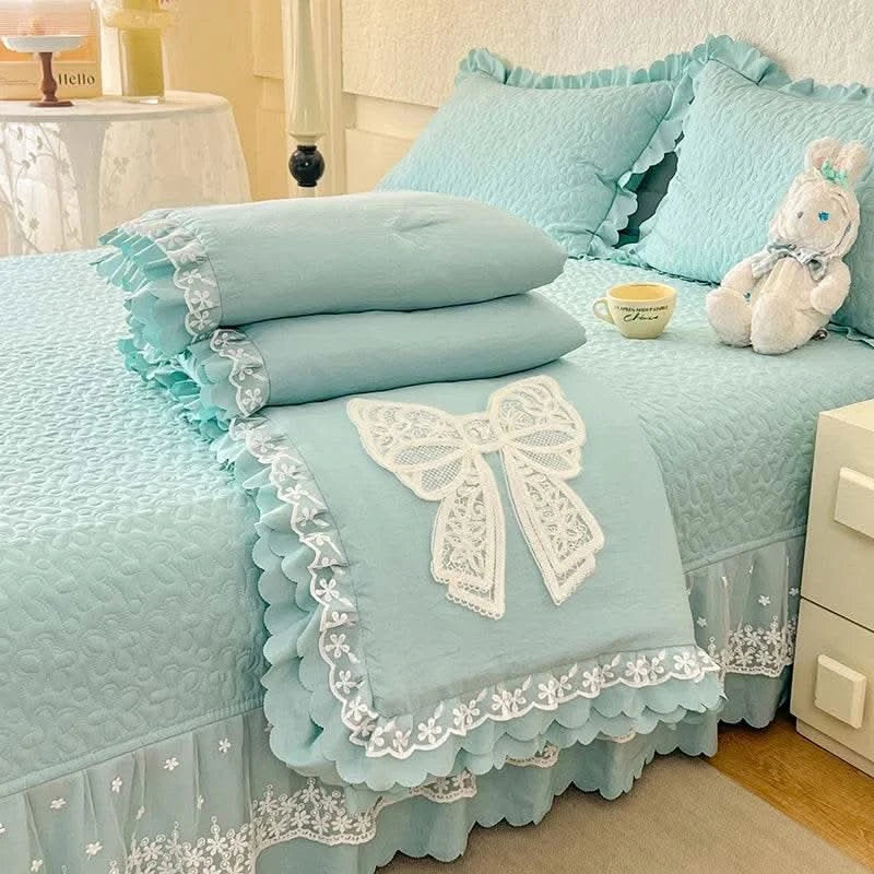Bow Summer Quilt Single Quilt Air Conditioning Quilt Suitable for Women's Bedroom Apartment French Elegant Bow Summer Quilt - M & M Global