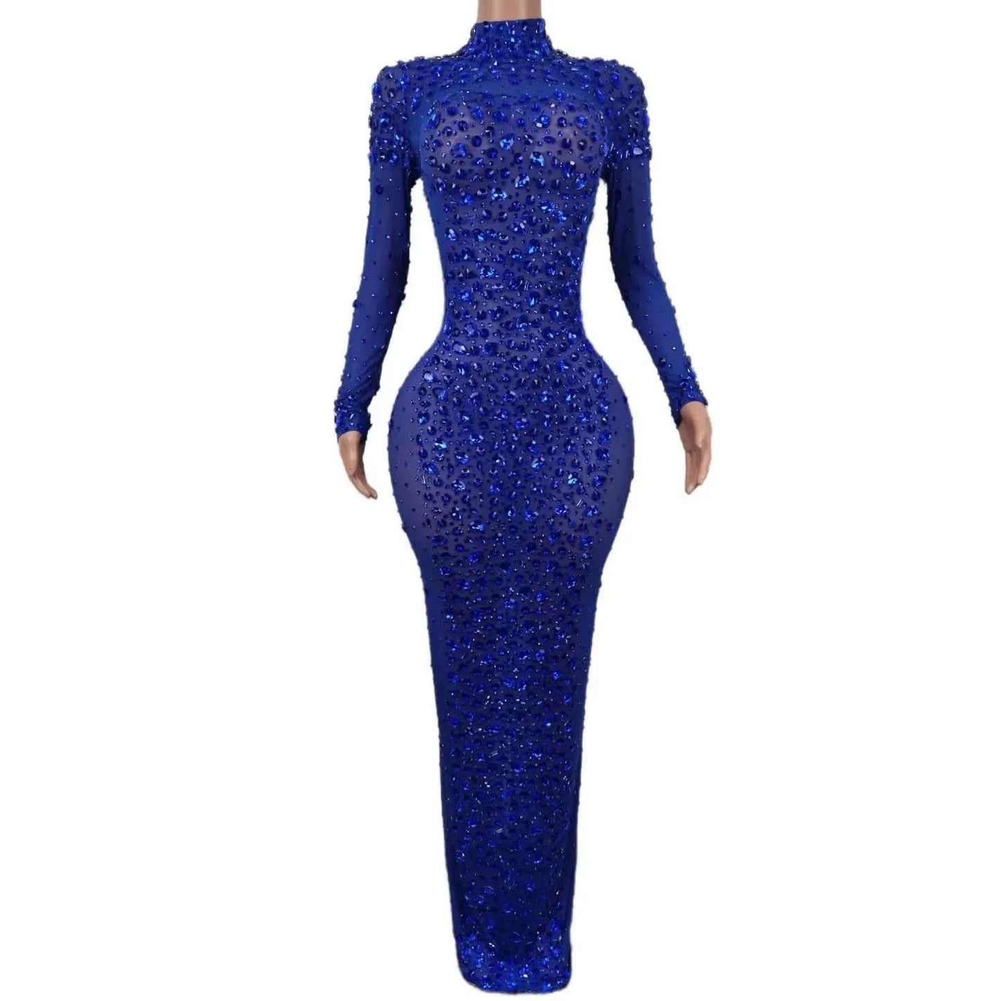 Sexy Party Banquet Evening Dresses Women Sparkly Rhinestone Long Dress Nightclub Singer Stage Costume Festival Clothing Cuixing - M & M Global