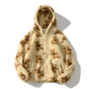 Thickened Hooded Casual Sweatshirt Women's Plush Pocket Cartoon Bear Zipper Pocket Sweatshirt Comfortable Korean Style Long S...