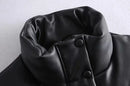 Autumn Winter PU Leather Coat Women Black Stand Collar Vests Women Fashion Zipper Elegant Short Vests Female Ladies
