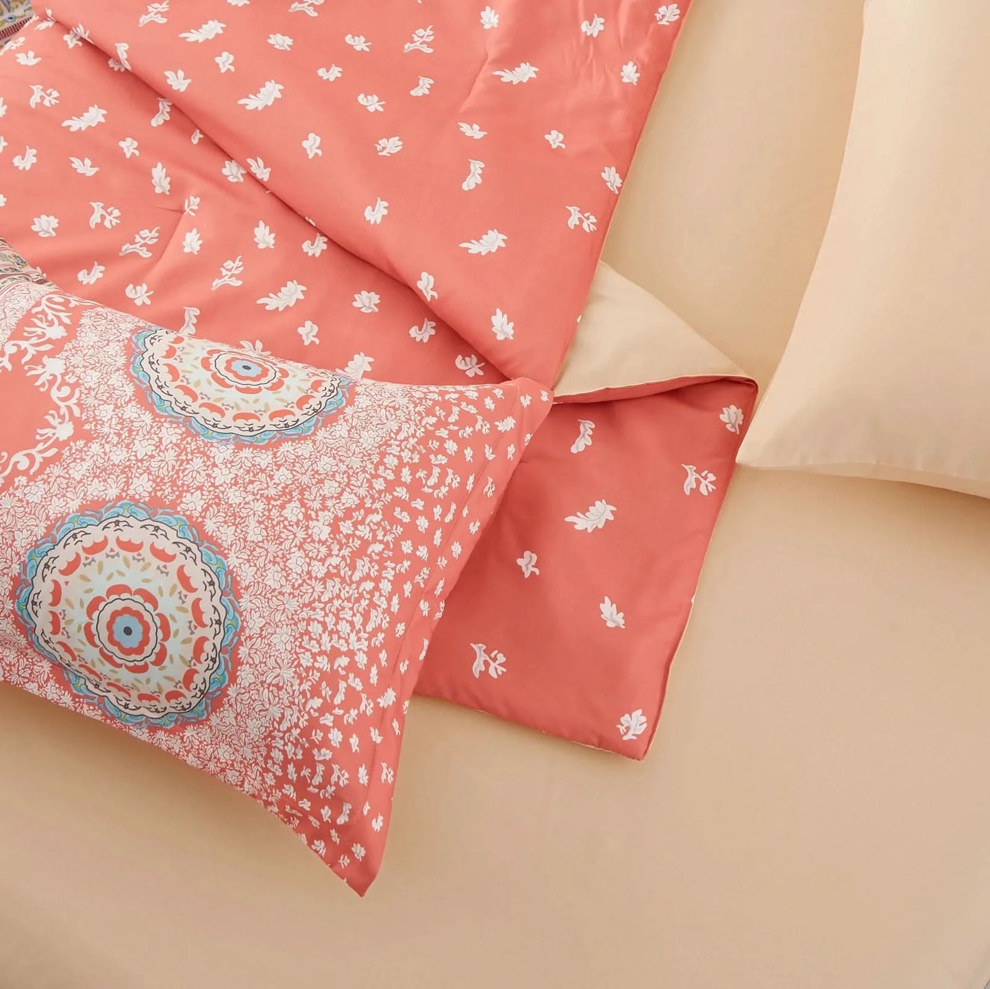 Printing Comforter Set-7 Pieces in a Bag, Bedding Sets with Comforters,Flat Sheets, Fitted Sheet,2 Pillowcases & 2 PillowShams