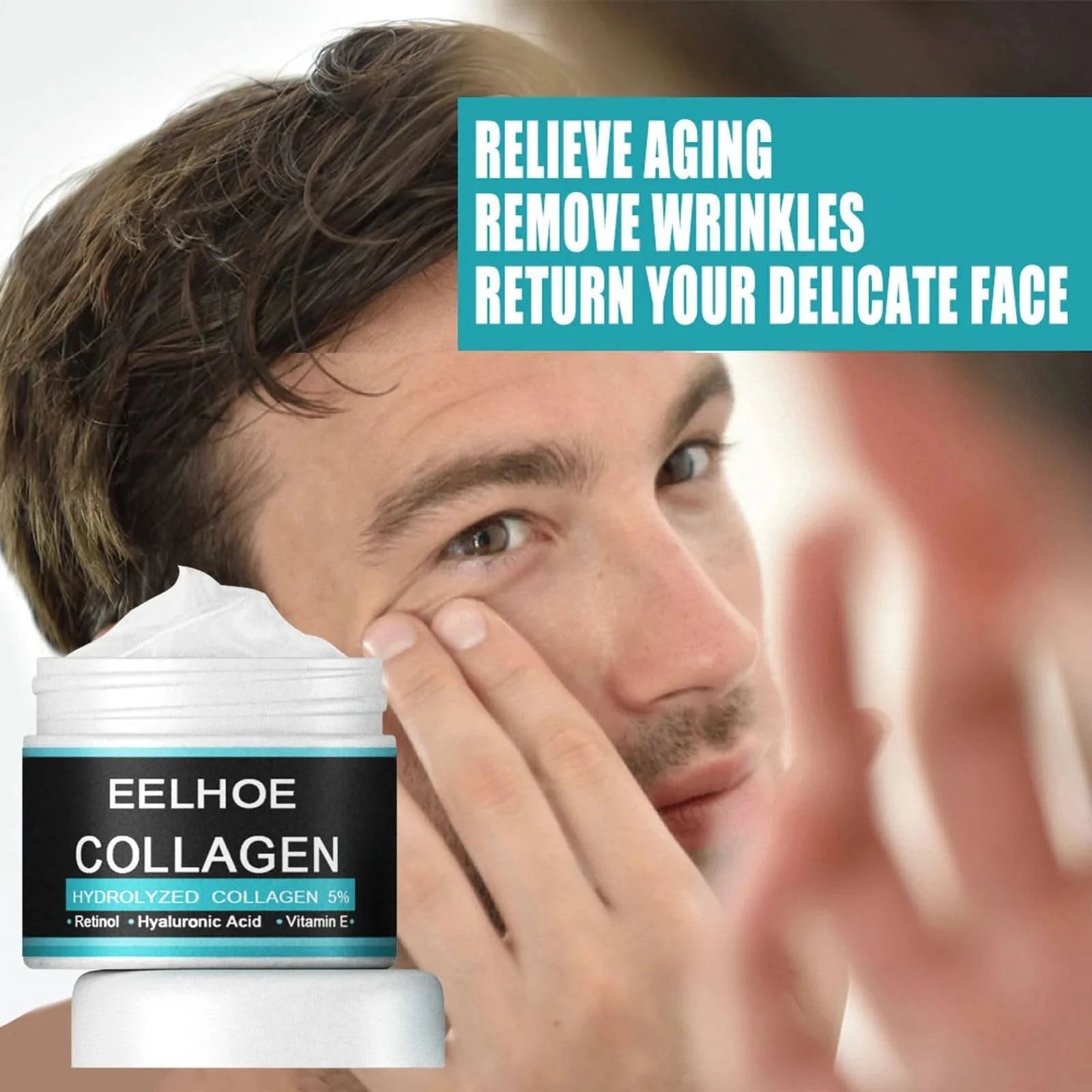 Collagen Creams For Men Smooth Wrinkle Younger Face Cream Firming Moisturizing Hyaluronic Acid Whitening Cream Facial Skin Care - M & M Global