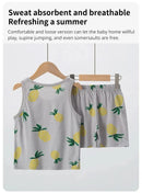 Summer CHILDREN'S Cotton Vest Set Cute Pineapple Boys and Girls Sports Casual Clothes - M & M Global