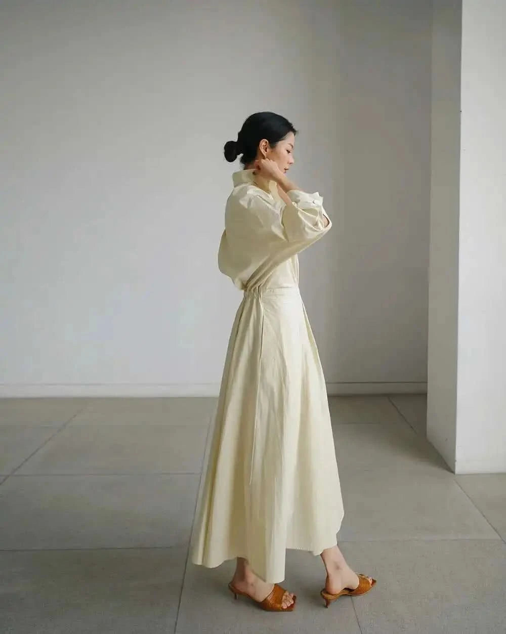 LANMREM Women's Clothing Long Dress Turn Down Collar With Button Pockets Loose Casual Dresses Female Streetwear Fashion 2C2019 - M & M Global