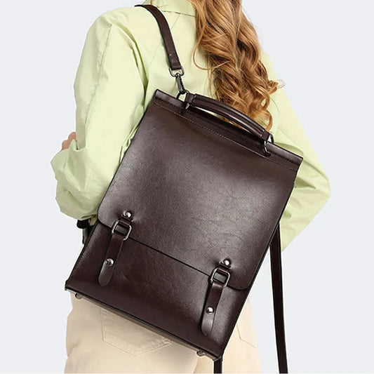 Genuine Leather Women Backpack Cross Body Bag Book School Bags Real Cowhide Lady Female Laptop Daypack Messenger Shoulder Bags - M & M Global