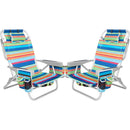Beach Chairs 5 Position, 2 Pack Portable Folding Backpack Beach Chair Heavy Duty with Cooler Bag, Cup Holder for Outdoor Lawn P