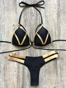 Contrast Trim Wrap Lace Up Bikini Sets Swimsuit For Women High Waist Two Pieces Swimwear 2022 Beach Bathing Suits - M & M Global