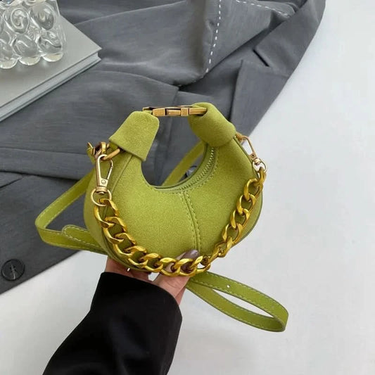 Mini Semicircle Saddle Crossbody Bag For Women Luxury Lemon Color Handbag Half Moon Bag Fashion Chain Lady Cross Body Bag - M & M Global