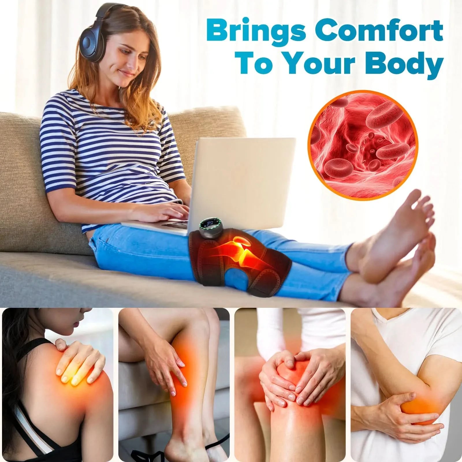 Heating Massage Knee Pad Shoulder Elbow Smart Vibration Hot Compress Protemote Blood Circulation Muscle Relax Joint Massager - M & M Global