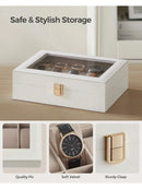 SONGMICS Watch Box, 10-Slot Watch Case with Large Glass Lid, Removable Watch Pillows, Watch Box Organizer, Gift for Loved Ones - M & M Global