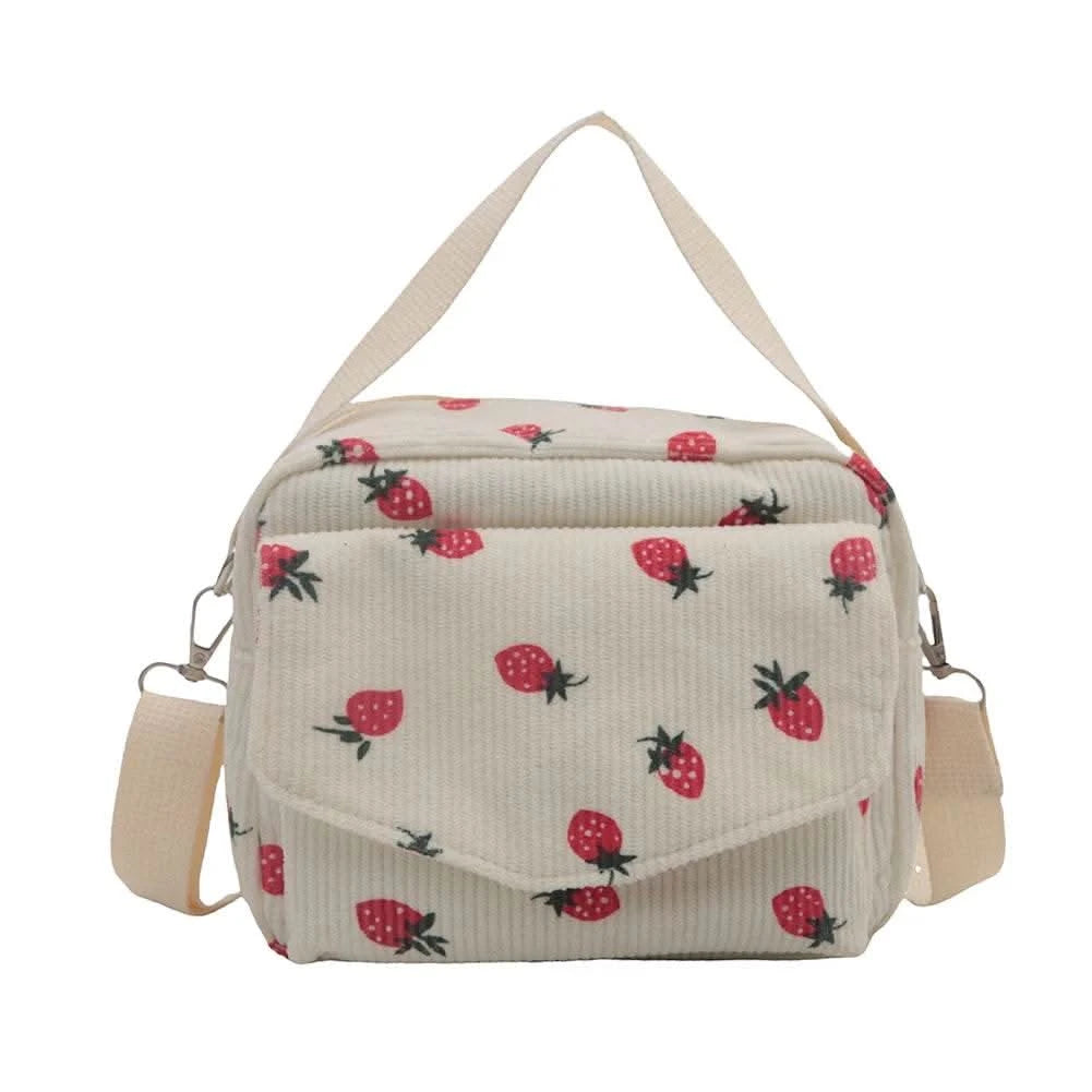 Corduroy Cartoon Shoulder Bag with Adjustable Strap Trendy Crossbody Bag Adorable Shoulder Bag Women Commute Bag - M & M Global