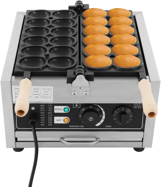 Waffle Maker, 12 Egg-Shaped Holes Mini Egg-Shaped Waffle Making Machine with Adjustable Temperature 122-572℉ & Time 0-5 Minutes, - M & M Global