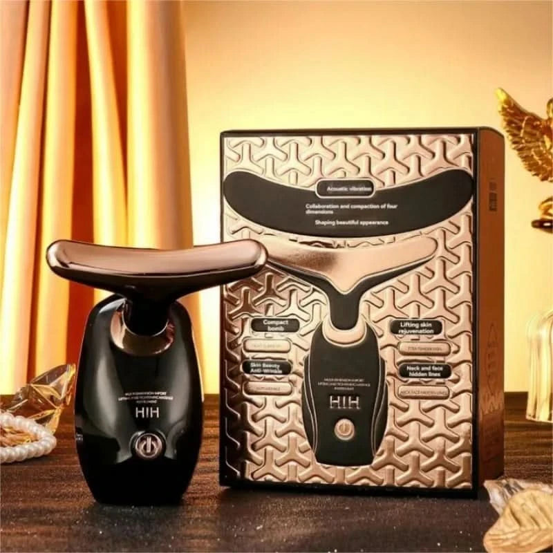 Gold Electric Facial Beauty Instrument Lifting And Firming Facial Eye Massager Household Vibration Ultrasonic Massager - M & M Global
