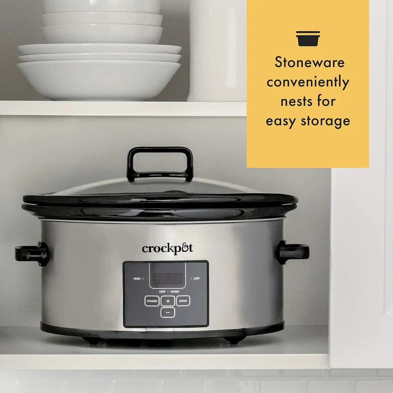 6 Quart and Split 2.5 Quart Double Slow Cooker and Food Warmer, Programmable Slow Cooker with Timer, Stainless Steel - M & M Global