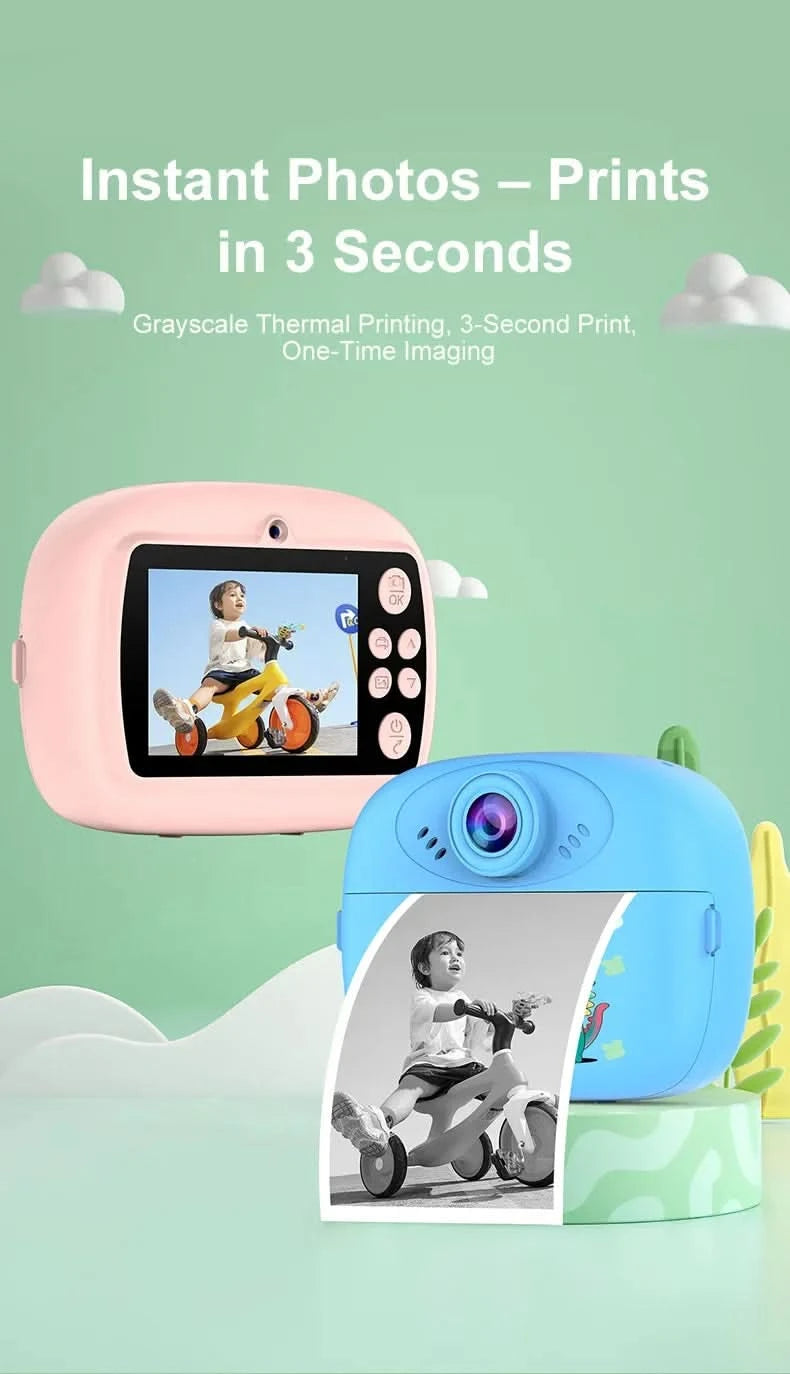 Smart Digital Dual Lens Selfie Camera Kids Toys Birthday Gift Kids Instant Print Camera Thermal Printer Video Recorder Portable - M & M Global