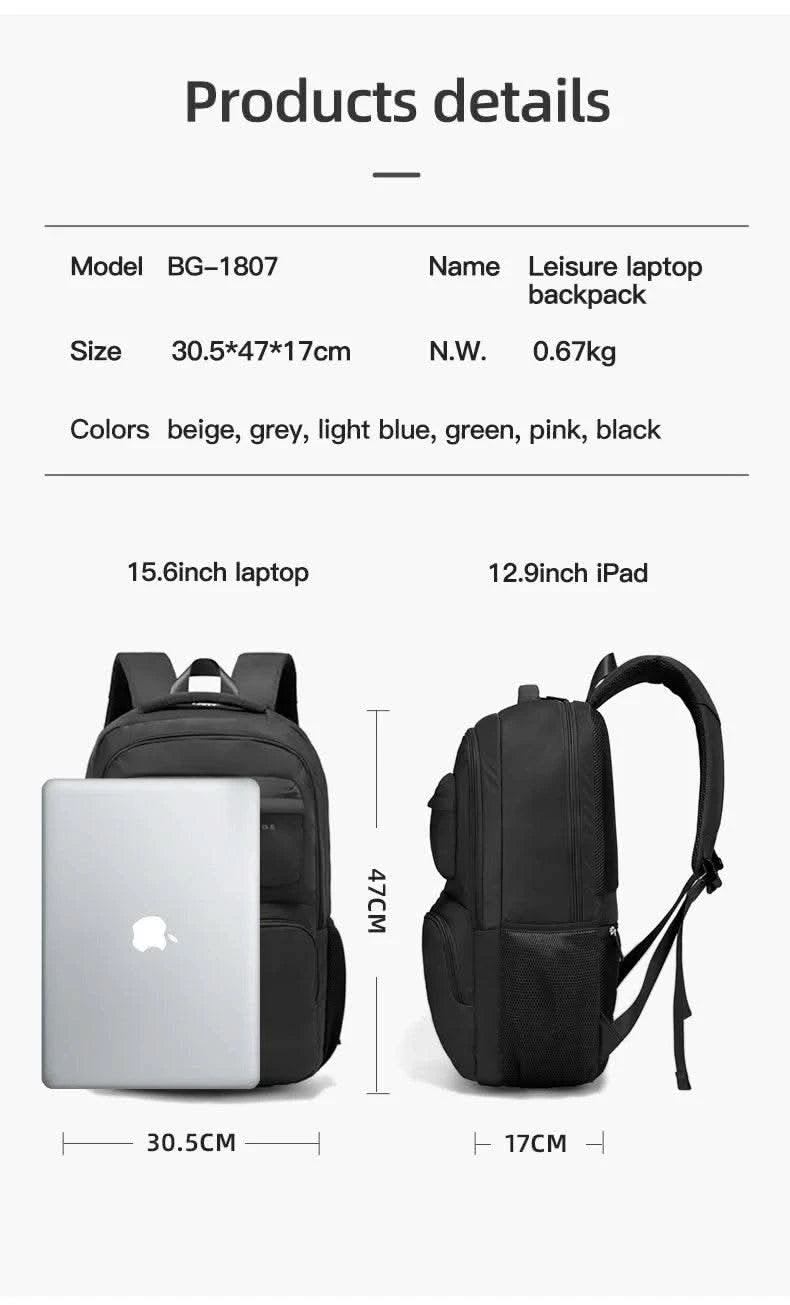 BANGE Large Capacity Men Backpacks for 15.6 Laptop Business Travel Women Backpack Waterproof School Bags with Mesh Side Pockets - M & M Global