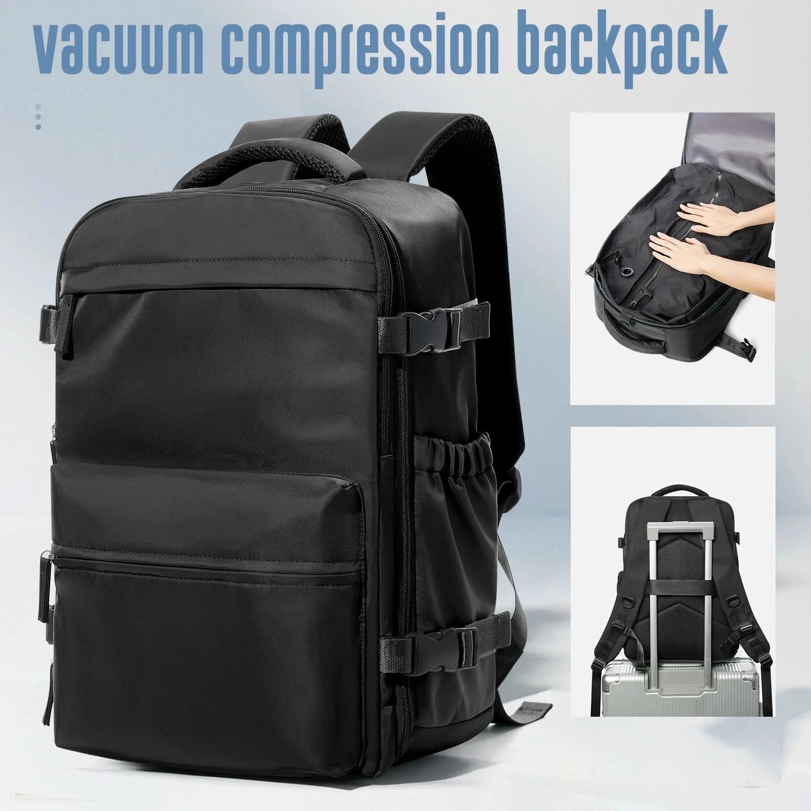 Vacuum Backpack Travel Bag for Men Large Capacity airback Backpack Business Laptop Backpack Women Expandable Backpack School Bag - M & M Global