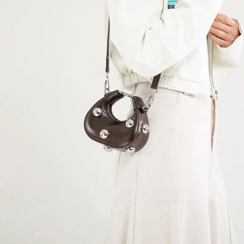 Retro Versatile Ladies Mini Handbag Women Big Rivet Personality Luxury Designer Crossbody Bags for Women Streetwear Shoulder Bag - M & M Global