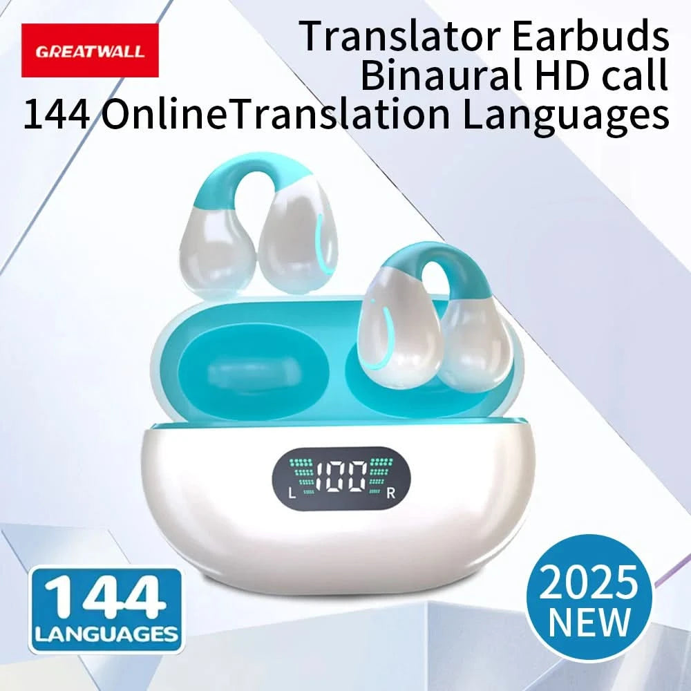 GREATWALL Translation Ear Clip, Touch Control,No Delay,High Definition Sound Quality, Can Translate 144 Languages Online