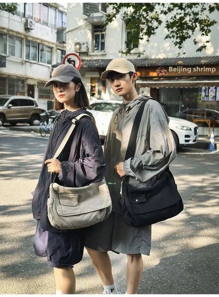 Casual Canvas Messenger Bag Versatile Flip Large Capacity Shoulder Book Bag For Student Adjustable Crossbody Bag For Men Women - M & M Global