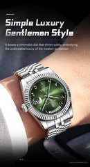 POEDAGAR Fashion High Quality Men Clock Waterproof Date Week Watch For Man Stainless Steel Luxury Quartz Men's Watches Reloj+Box