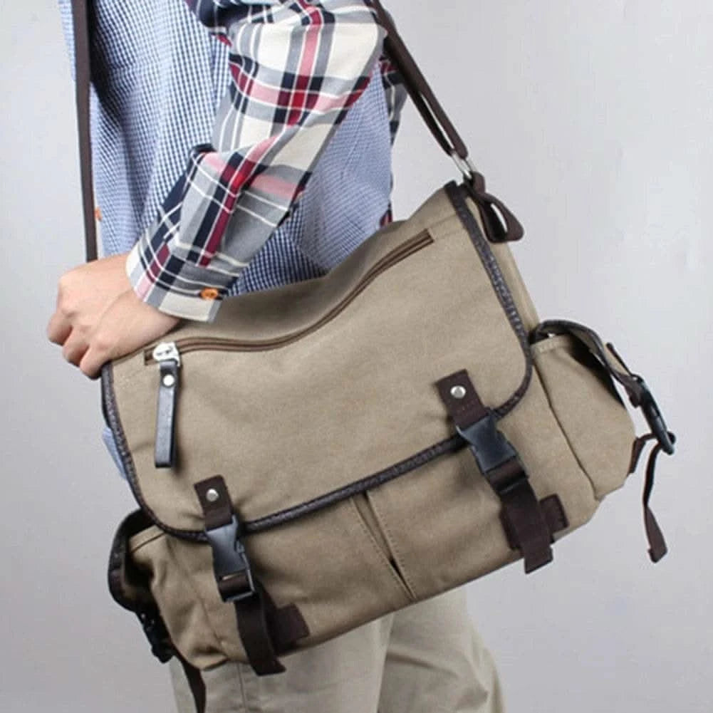 Classic Men Shoulder Bag Men's New Canvas Messenger Bag Outdoor Leisure Travel Multi Pockets Satchel Handbags Men's Designer Bag - M & M Global